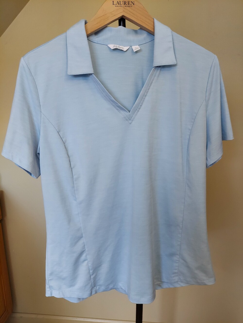 Lady Hagen Golf Top Light Blue Collared V-Neck Top Sz L